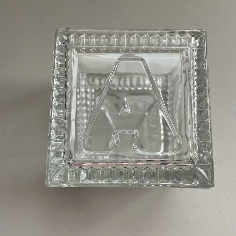 Vintage ABC Crystal Glass Holder Cube 3.5”